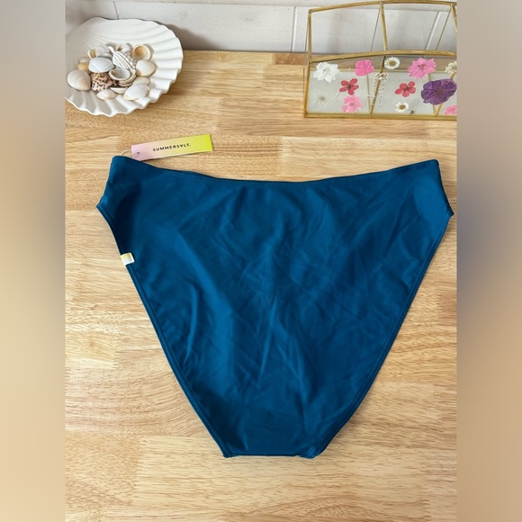 NWT Summersalt The High Leg Mid Rise Bikini Bottom In Blue Size 10 Beach Summer - Picture 3 of 11